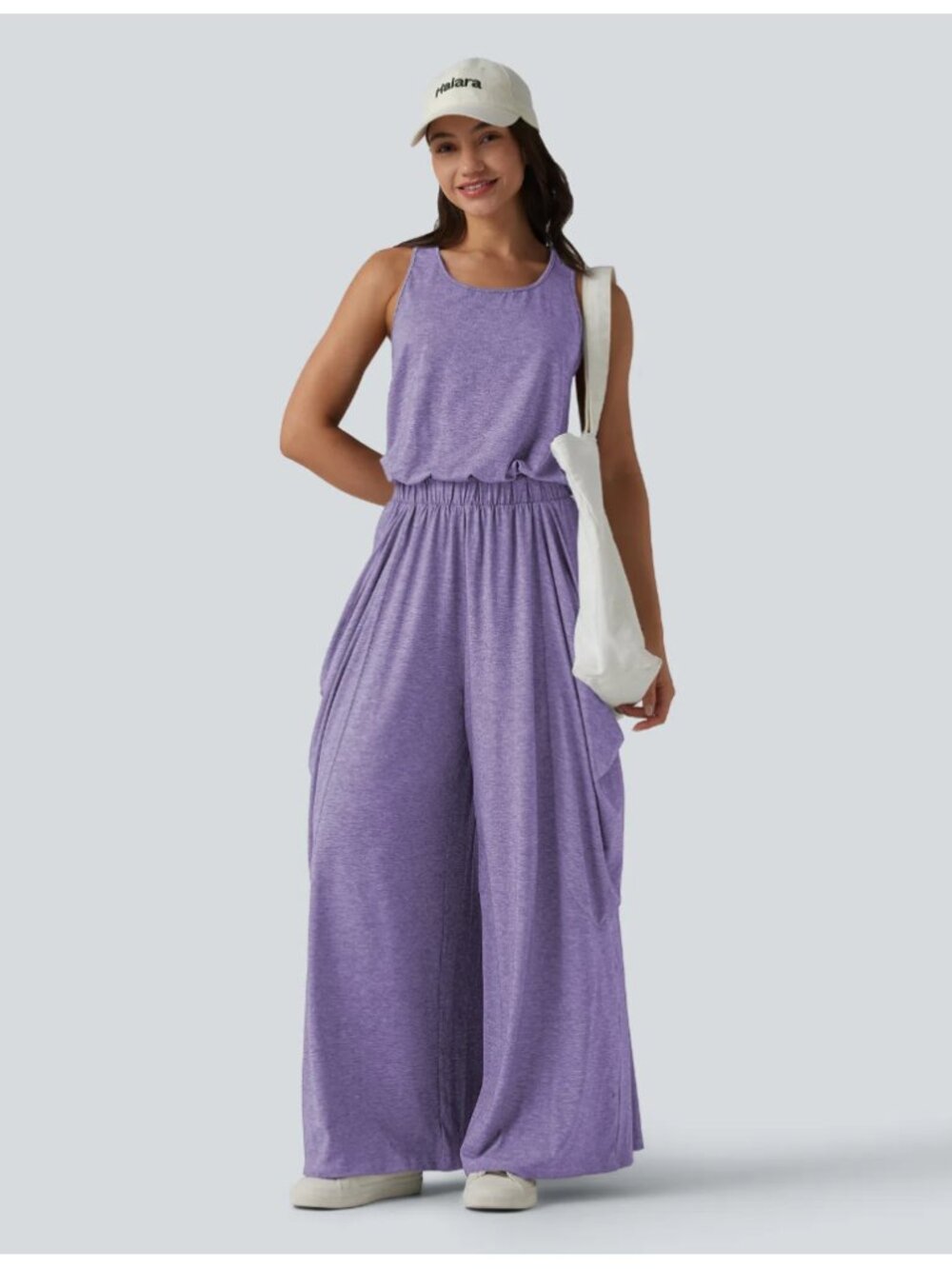 Halara Sleeveless Cut Out Wide Leg Casual Jumpsuit with Pockets